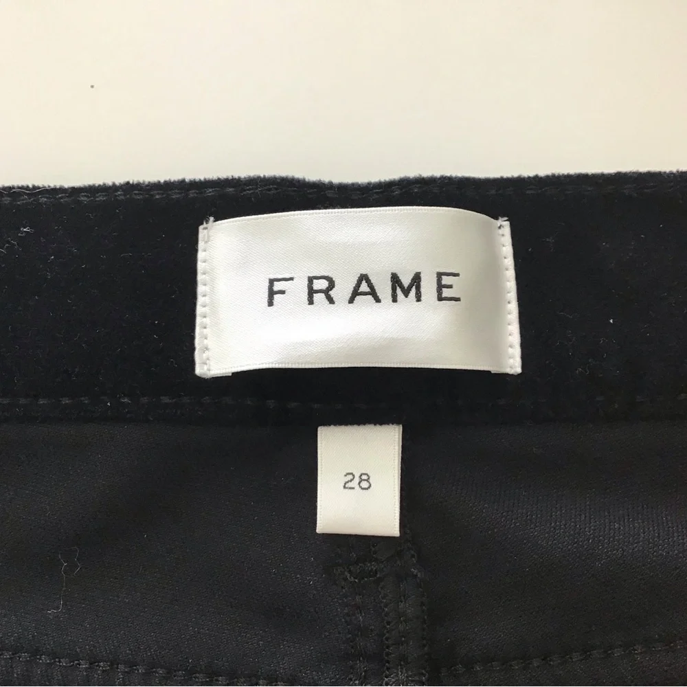 Frame Le Crop Black Velvet Mini Bootcut Jeans Five Pocket Womens Size 28 - Picture 6 of 7